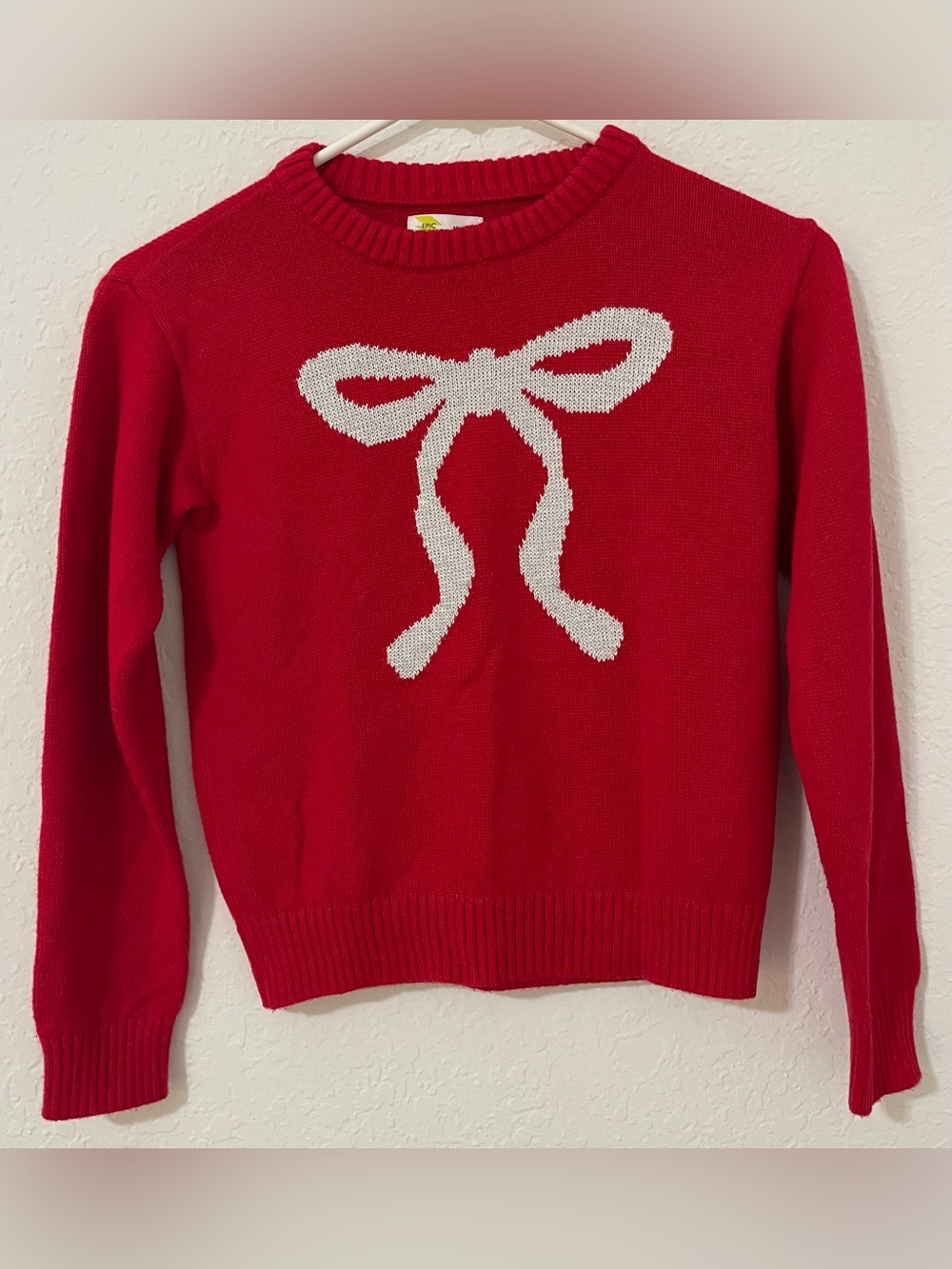 Sweater Red with White Bow Epic Threads Crewneck
